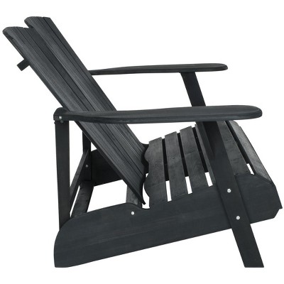 Transitional Black Acacia Adirondack Loveseat Bench, 57"