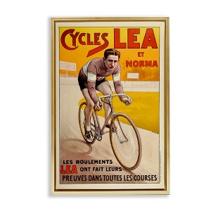 Stupell Industries Yellow Antique Cycling Poster Black Framed Floater Canvas Wall Art - 1 of 4