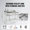 VEVOR Stainless Steel Utility Sink, Free Standing Single Bowl Commercial Kitchen Sink Set w/Workbench, 47 x 19.7 x 37.4 in Single Bowl Sinks, Silver - 3 of 4