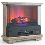 Costway 27'' Freestanding Electric Fireplace Heater w/ 3-Level Flame Thermostat White