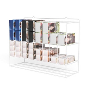 Hair Color Organizer Rack, 2-Tier Wall-Mounted Metal Salon Storage Display for Hair Dye Tubes, Silver - 1 of 4