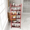 Vynxaria Red 6-Tier Utility Storage Shelves - Slim Rolling Cart with Baskets for Narrow Spaces - 4 of 4
