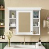 MAYEERTY 35" Wall Mounted Bathroom Storage Cabinet with Mirror Door 6 Open Shleves Medicine Cabinet for Bathroom White - 2 of 4