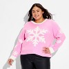 Women's Snowflake Festive Graphic Sweater - Pink - 2 of 3