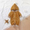 MyKids-USA Baby Solid Color Zipper Front Design Hooded Knitted Romper - 2 of 4