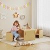 Qaba Toddler Table and Chair Set, Wooden Activity Table with Two Kids Montessori Chairs for Ages 3-8, Play, Eating and Learning, Natural Wood - 3 of 4