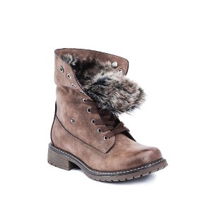 GC Shoes Trudie Fur Lace Up Combat Boots - 1 of 4