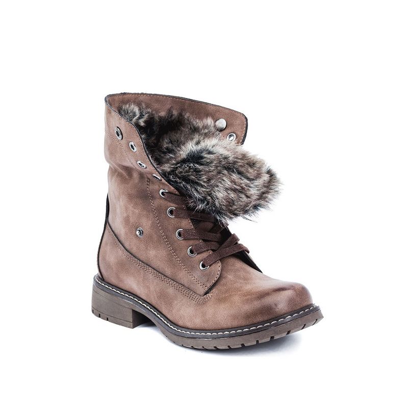 GC Shoes Trudie Fur Lace Up Combat Boots, 1 of 12