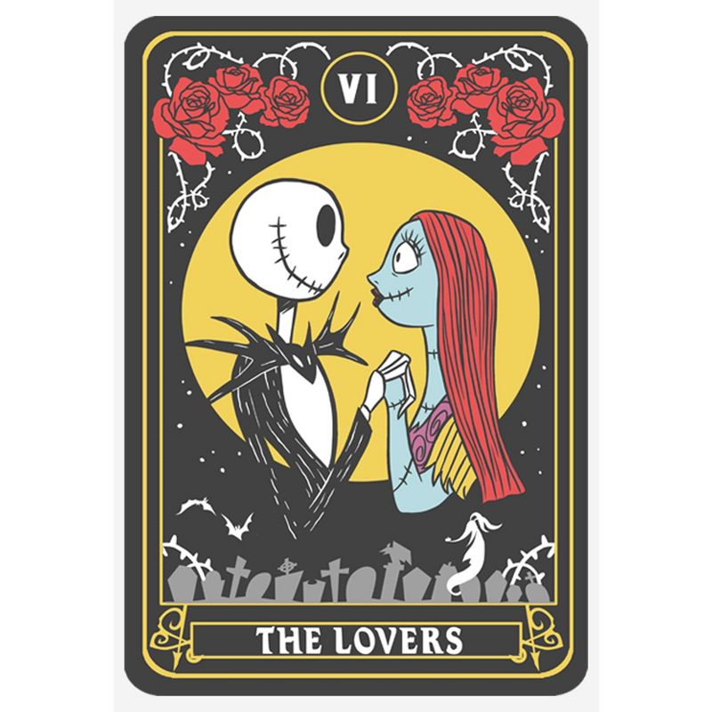 Women's The Nightmare Before Christmas The Lovers Tarot Card T-Shirt, 2 of 5