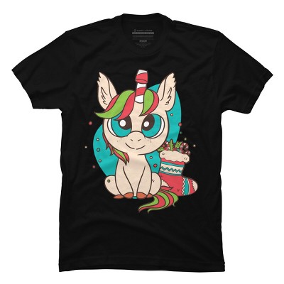 Men's Design By Humans Christmas Unicorn Fun Girls Kids Snowflake Holiday Xmas Gift By rasok T-Shirt