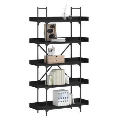 vidaXL Bookcase 5-Tier Black 39.4 in.x13 in.x71.1 in. Engineered Wood