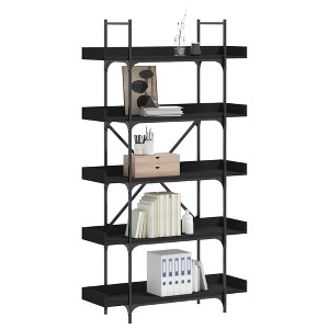 vidaXL Bookcase 5-Tier Black 39.4 in.x13 in.x71.1 in. Engineered Wood - 1 of 4