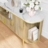 70" TV Stand with Faux Marble Top, Luxury Media Console Table with Adjustable Shelves, Curved Profile Sliding Doors - 3 of 4