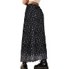 Floral Mesh Boho Midi Skirt - Women's High Waist A-Line Skirt with Lettuce Trim Navy Black - 2 of 4