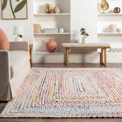 Handmade Ivory Cotton Oval Braided 5' x 8' Rug