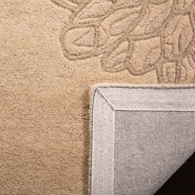 Beige and Gray Hand-Tufted Wool Floral Area Rug