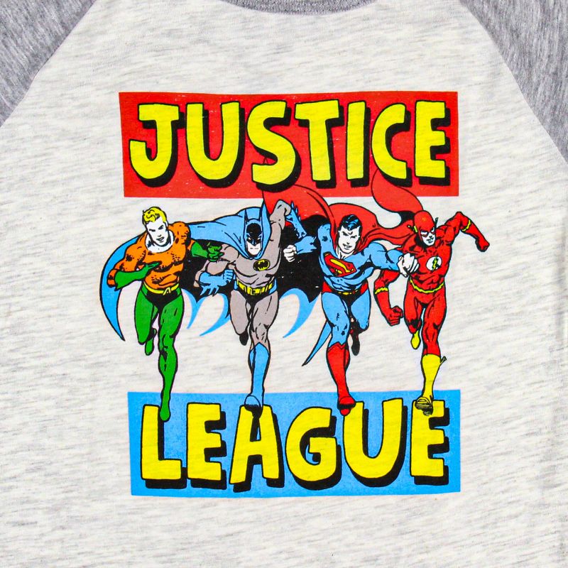 DC Comics Boys' Justice League Superhero Lineup Collectible Raglan T-Shirt, 3 of 4