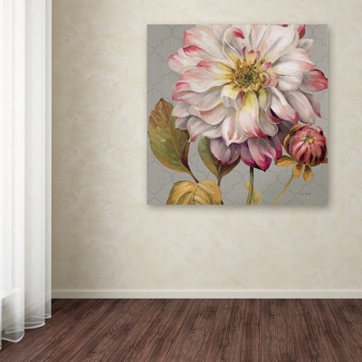 24" Square Pink and Gray Floral Canvas Art
