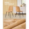 Set of 2 Dining Chairs, Metal Frame with Adjustable Feet, Glacier-Textured Synthetic Leather Upholstery, Easy to Clean, Caramel Brown - 4 of 4