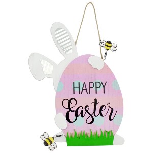 AuldHome Design Easter Bunny Door Hanger Sign; Spring-Themed 3D Door Decor and Wall Art - 1 of 4