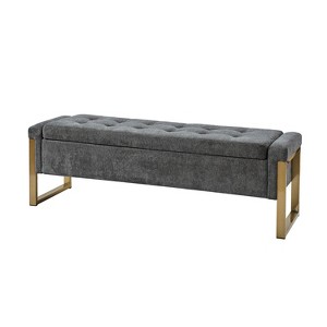 Octavio Modern Upholstered Flip Top Storage Bench with Metal Legs|ART OF LIVING DESIGNS - 1 of 4