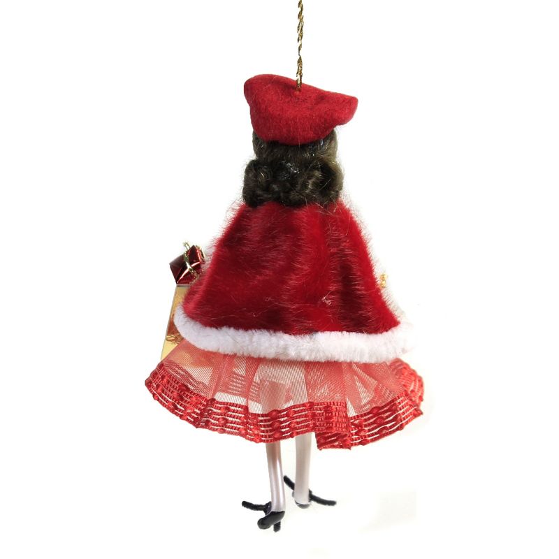 Italian Ornaments 5.25 In Girl In Red & White Cape Ornament Italian Diva Couture Tree Ornaments, 3 of 4