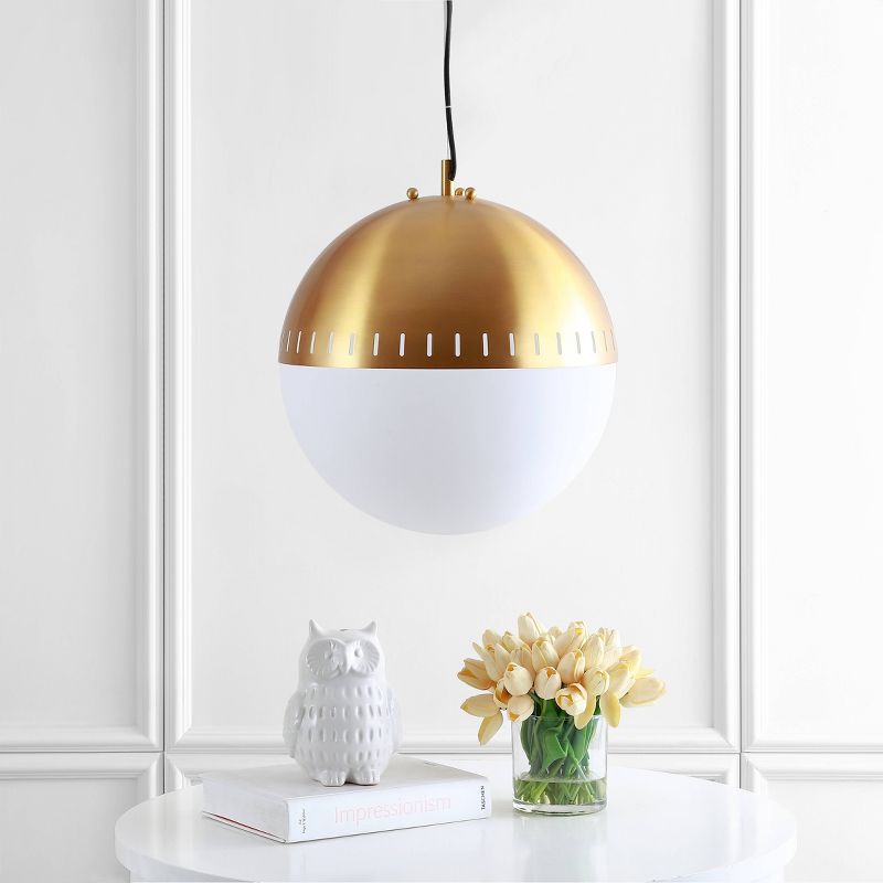 15.75&#34; Adjustable Iron and Glass Remy Art Deco Mid Century Globe LED Pendant Brass and Gold - Jonathan Y, 4 of 7