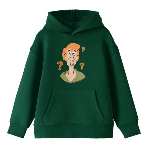 Scooby Doo Clueless Shaggy Youth Forest Green Graphic Hoodie-Small