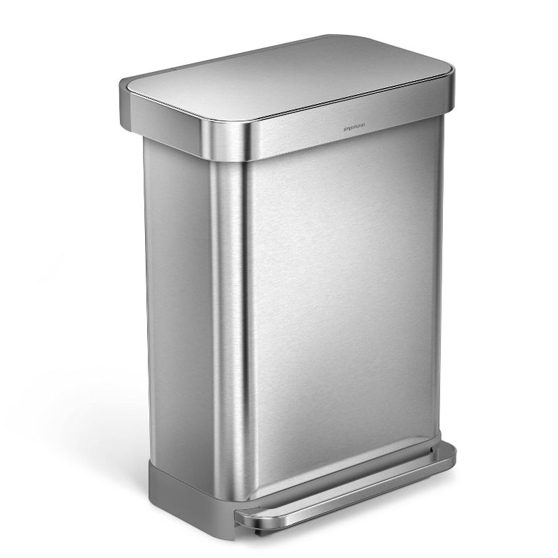 simplehuman 55L Rectangular Step Trash Can with Liner Pocket, 2 of 10