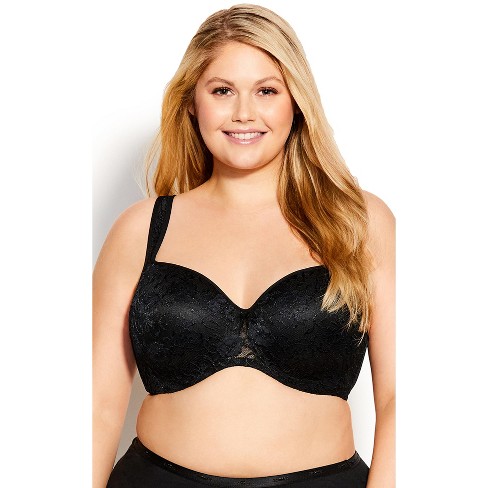Avenue Body  Women's Plus Size Lace Balconette Bra - Black
