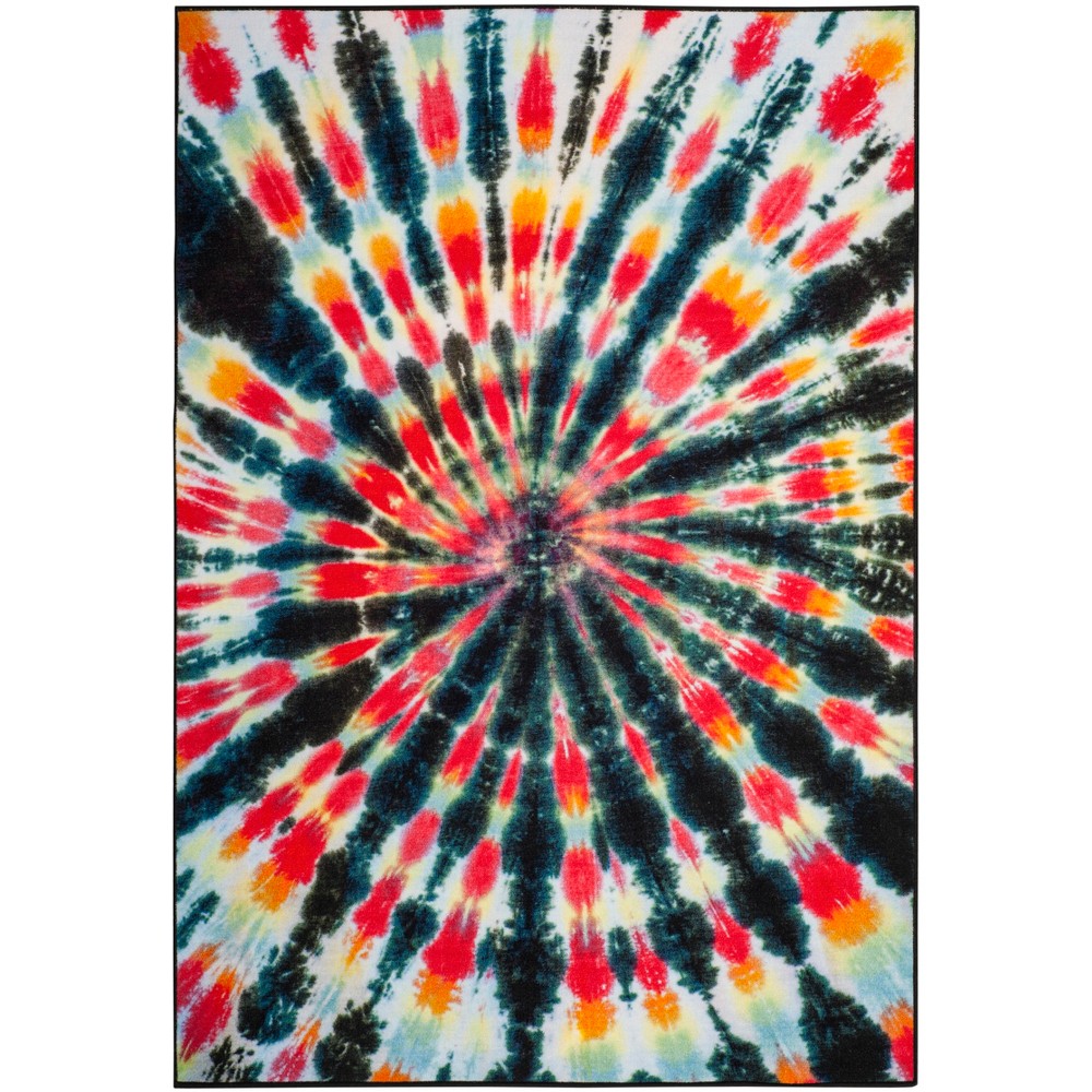 6'7inx9' Loomed Tie Dye Design Area Rug Black - Safavieh
