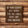 Slickblue Funny Witch Quote Wood Sign – “Stay Off the Broom” Saying, 7x7 Rustic Knotty Pine Wall Art - 2 of 3