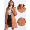 Allegra K Women's Lapel Slim Fit Long Sleeve Zip Faux Leather Jacket Coat - 2 of 4