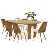 7-Piece Dining Table Set, Oval MDF Table with Rattan Back and Bouclé Seat Chairs for Kitchen or Dining Room-Maison Boucle - 3 of 4