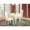 Kitchen Table Set 3pc Round Dining Table & Chairs Linen White Home Stock - 2 of 4
