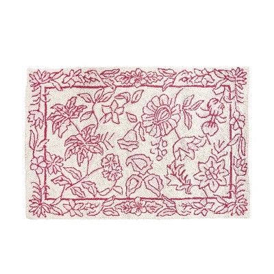 2'x3' Rectangle Hooked Floral Accent Rug Red - C&F Home