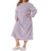 Agnes Orinda Women's Plus Size Fuzzy Cozy Crew Neck Long Sleeve Geometric Lounge Home Soft Full Nightgowns - 2 of 4
