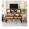 Black One Size   Rattan Coffee Table With 2 Drawers, 46 Inch Mid Century Modern Center Table With Metal Frame, Accent Wooden Small Media Table For H - 3 of 4