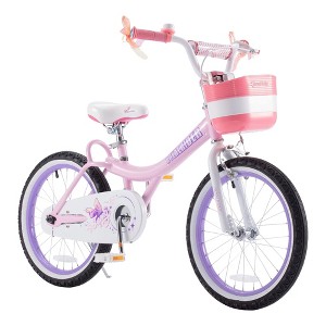 RoyalBaby Princess Girl Children's Bicycle Outdoor Ride-On Bike with Kickstand, Adjustable Seat, and Basket, Jenny/White-Pink - 1 of 4