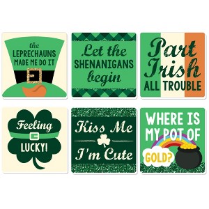 Big Dot of Happiness St. Patrick's Day - Funny Saint Paddy's Day Party Decorations - Drink Coasters - Set of 6 - 1 of 4