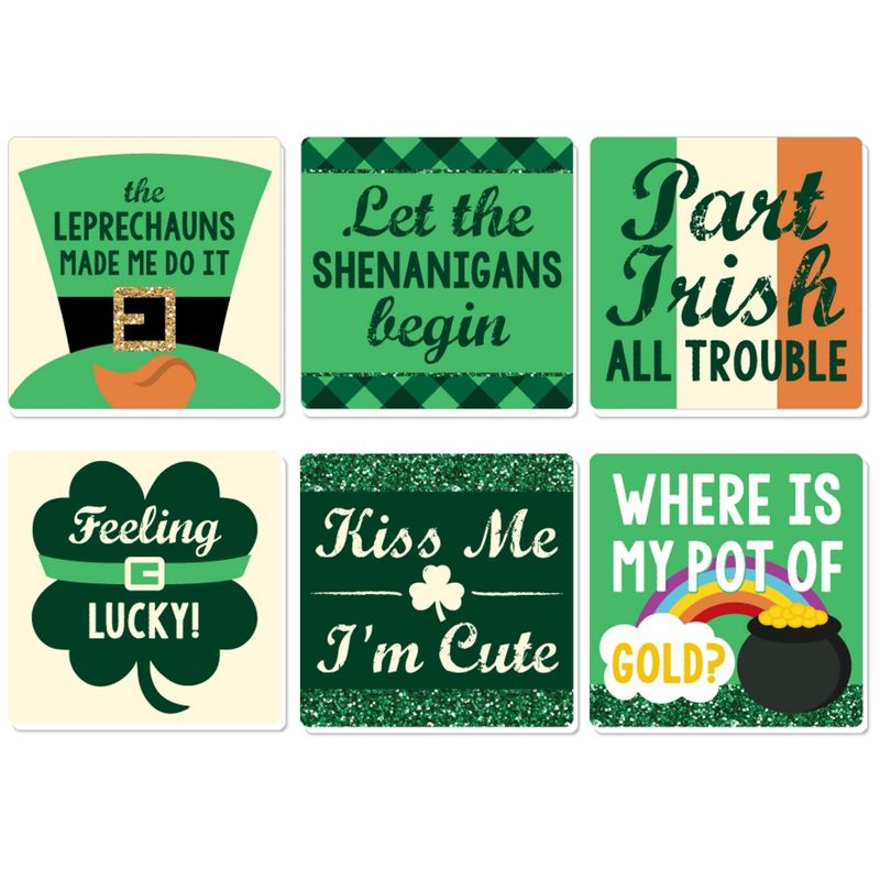 Big Dot of Happiness St. Patrick's Day - Funny Saint Paddy's Day Party Decorations - Drink Coasters - Set of 6, 1 of 9