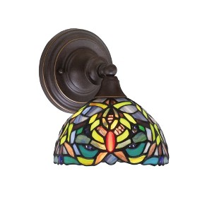 Toltec Lighting Any 1 - Light Sconce in  Dark Granite with 7" Kaleidoscope Art Glass Shade - 1 of 1