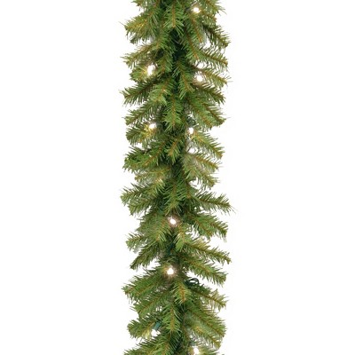 National Tree Company 9 Foot Norwood Fir Decorative Collection Prelit Battery Operated Artificial Christmas Garland with Warm White LED Lights