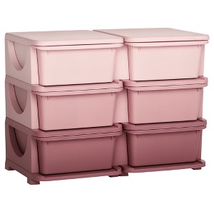 Aghana Digitals Pink Kids Storage Tower: 3-Tier 9-Drawer Dresser with Removable Bins, Rounded - 1 of 4