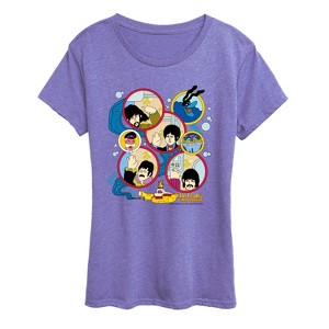 Women's - The Beatles - Yellow Sub Grid Short Sleeve Graphic T-Shirt - 1 of 4