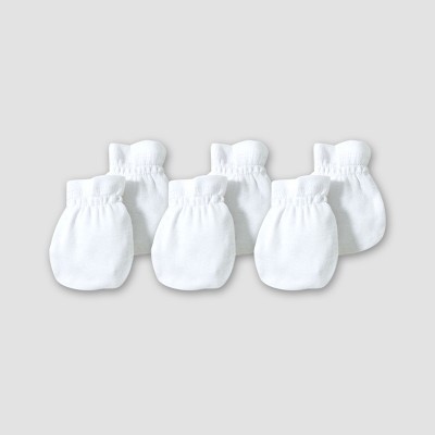 white newborn mittens