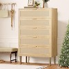 Rattan 5 Drawer Dresser, 44''Tall Narrow Chest of Drawer, Farmhouse Wooden Vertical Dresser with Metal Legs and Handles - 2 of 4