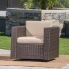 FIONECA Outdoor Swivel Patio Chair with Cushions, Single Rattan Chair with 360¡ã Rotation, Dark Brown Wicker / Beige Cushion - 2 of 4