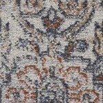 orange, blue, off white, mustard, tan