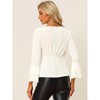 INSPIRE CHIC Women's Regular Fit V Neck Velvet Flare Long Sleeve Peplum Blouse - 4 of 4